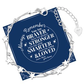 QianSiLi Inspirational Gifts For Women 2 In 1 925 Silver Bracelet For Girls Adjustable Friendship Bracelet Charm Bracelets For Womens Anniversary/Birthday/Valentines Day Gift for Women (6 Stars)