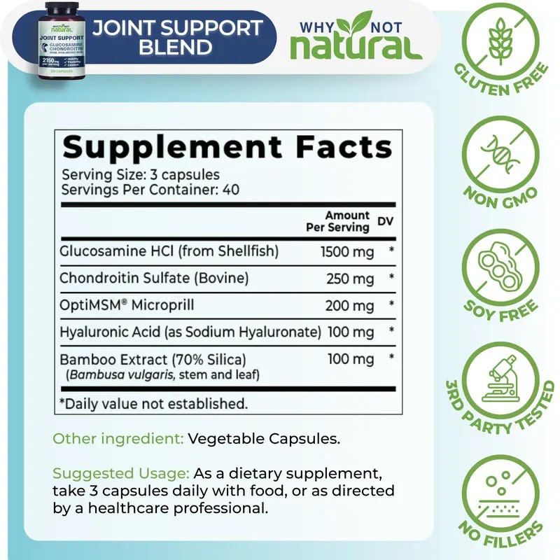Glucosamine Chondroitin MSM Joint Support Supplement – Natural Formula for
