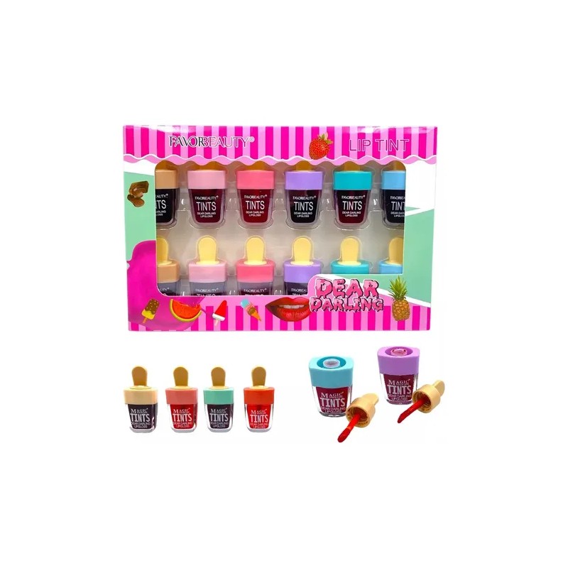 24 Mini Bálsamos Labiales 12 Tintas Paletas Envío Gratis
