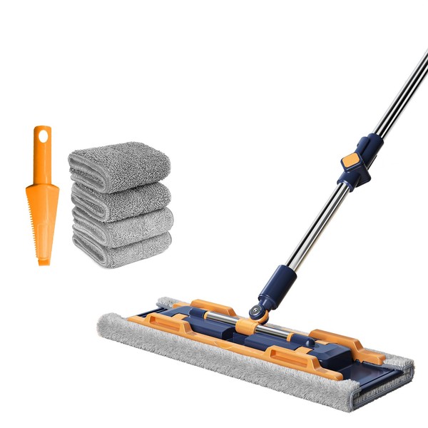 HoMettler HoMettler Microfiber Mop with 4 Reusable Flat Mop Pads,