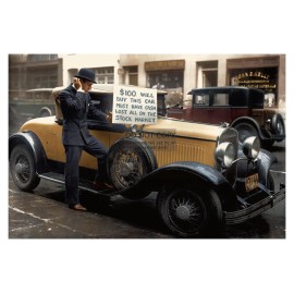 MAN SELLING HIS CAR FOR $100 AFTER BLACK TUESDAY STOCK MARKET CRASH 4X6 PHOTO