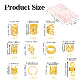 290Pcs Gold Hair Cuffs, Metal Adjustable Hair Charm Gold Clips for Braids