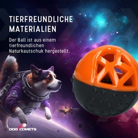 Dog Comets Moonstone - Diameter 9 cm - Round Dog Toy - Intelligence Toy - Dog Toy with Squeaker - Snack Ball for Dogs - Bouncing - with Squeaker - Rubber - Orange