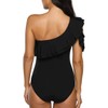 Hilor Women's One Piece Swimsuits One Shoulder Swimwear Asymmetric Ruffles