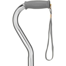 NOVA Heavy Duty Walking Cane with Offset Handle Silver