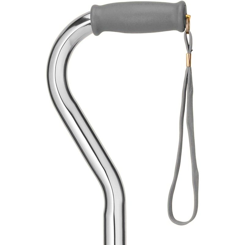 NOVA Heavy Duty Walking Cane with Offset Handle Silver