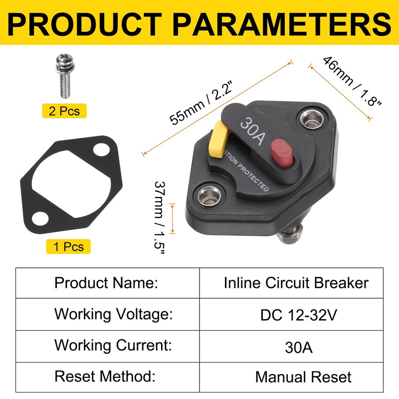 DMiotech 30A Circuit Breaker, 12-32V DC Automotive Inline Fuse Holders