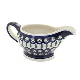 Blue Rose Polish Pottery Peacock Gravy Bowl