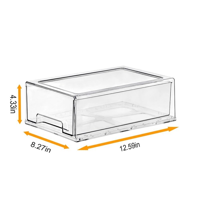 SIMPEXPE Stackable Storage Drawer, Clear Pull Out Plastic Food Fridge