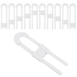 10 Pieces Cabinet Locks for Babies U-Shaped Baby Proofing Cabinets Child Locks Adjustable Child Safety Drawer Lock White Closet Door Lock for Kid Pet Childproof Cupboard Handle Kitchen