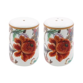 Lesser & Pavey William Morris Anthina Floral Ceramic Salt & Pepper Shaker Set Seasoning Pots, Red