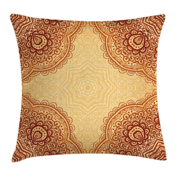 Ambesonne Mandala Throw Pillow Cushion Cover, Bohemian Style Mandala Pattern