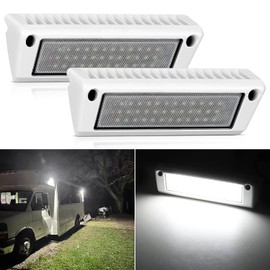 Nilight RV Exterior Light 2PCS 9 Inch Porch Lights Flood Beam 12V 24V LED Scene Cargo Lighting White Aluminum Housing for RVs Trailers Travel Campers 5th Wheels Motorhome SUV Truck