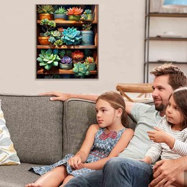 Stamped Cross Stitch Kits for Adults - Succulents Embroidery Kits for Beginners Adults,11 CT Patterns Dimensions Counted Cross Stitch Kits for Adults Arts Craft 12x16 inch