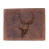 Green Burry Vintage Forest Deer H01 Leather Wallet Brown