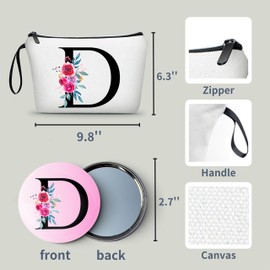 ARIOSEY Womens Gifts for Birthday,Cosmetic Bag With Mirror,Friend Gifts for Women,Bridesmaid,Initial Makeup Bag,Cool Gifts for Female Friends,Birthday Gifts,(D)