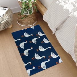 Plistiz Charming Goose Pattern Indoor Door Mat, 17x29.5 Inch, Floor Area Rug for Entryway, Living Room, or Bathroom, Non-Slip Doormat, White Goose Animal Home Decor Rug Gifts