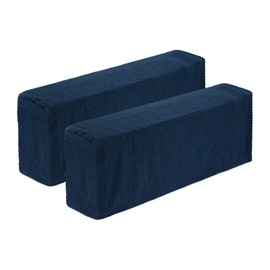 uxcell 2 Pcs Stretch Armrest Covers, Polyester Couch Armchair Cover Water Resistant Plaid Chair Arm Rest Slipcovers for Sofa Recliner, Dark Blue