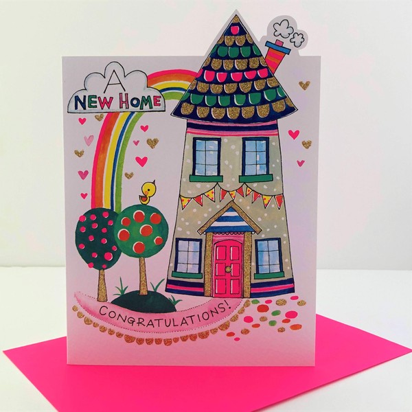 Rachel Ellen A New Home Congratulations Card - House Rainbow