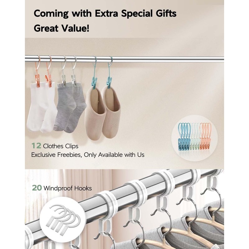Vikaqi Clothes Drying Rack 63 Inches Folding Indoor Outdoor, Drying