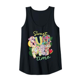 Womens Sweet Summertime Floral Leopard Watermelon Fun Vacation Cute Tank Top