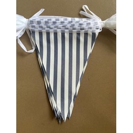 ZSNICEYM - Banderines de 20 metros de 66 pies, color azul oscuro, rayas blancas, banderines, banderines triangulares de tela de doble cara, decoración de fiesta