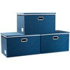 PRANDOM Extra Large Collapsible Storage Bins with Lids [3-Pack] Linen