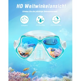 QcoQce Adult Snorkel Set, Anti-Leak, Anti-Fog and Panoramic Wide View Diving Mask, Professional Snorkel Mask with Soft Mouthpiece and Dry Snorkel, Snorkel Set for Adults