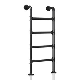 4.8FT Wall Mounted Metal Step Ladder for Home Loft, Height Entrance Egress Ladder, Basement Window Well Egress Ladder Fire Escape Ladder for Attic,Dorm,Library,Bunk Bed,Deck,RV,Loads 330lbs