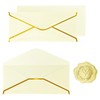 30 Pack #10 Business Envelopes with Gold Border and Stickers,