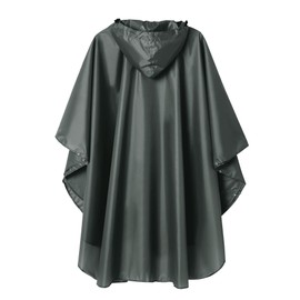 SaphiRose Unisex Rain Poncho Raincoat Hooded for Adults Women with Pockets (Deep Grey)
