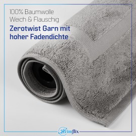 Heimflix Bath Mat 50 x 80 cm in 3 Colours Cotton as Bath Mat & Toilet Mat Soft Shower Mat Toilet Rug Bathroom Mat & Toilet Rug Comfortable for Feet Door Mat Bathroom (Grey)