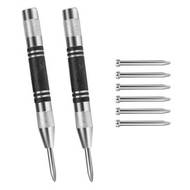 GIONAR 8PCS Automatic Centre Punch, Center Positioning Punch, 2 PCS Spring Loaded Centre Punch with 6 PCS Replacement Tips, Centre Punches for Break The Window and Drill The Hole in The Center