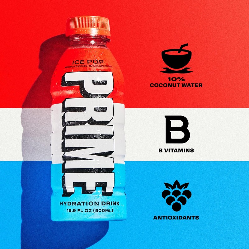 PRIME Hydration ICE POP, Sports Drinks, Electrolyte Enhanced for Replenishing