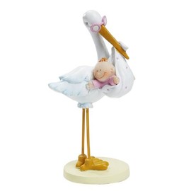 Storch mit Baby Mädchen ca. 11 cm Tortendeko Tischdeko