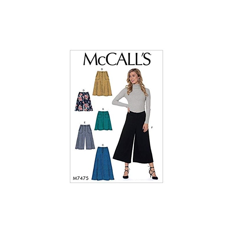 McCall's Patterns 7475 A5,Misses Skirts,Shorts and Culottes,Sizes 6-14, Tissue Multi-Colour,