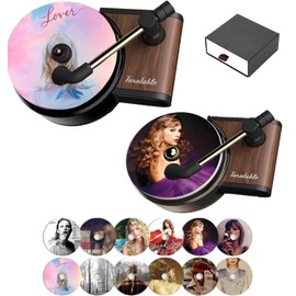 Yharnamite 2 Pcs Taylor Car Air Fresheners Vent Clips with 12 Pcs Album Cover Air Fresheners, Retro Style Record Player Air Freshener Car Accessories Decoration, Music Lovers Gift