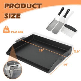 MOASKER Universal Cast Iron Griddle with Spatula Set, 18.6" x 14" Pre-Seasoned Nonstick Flat Top Grill Griddle Plate for All Gas & Charcoal Grills & Stove Top with Extra High Sidewalls & Grease Groove