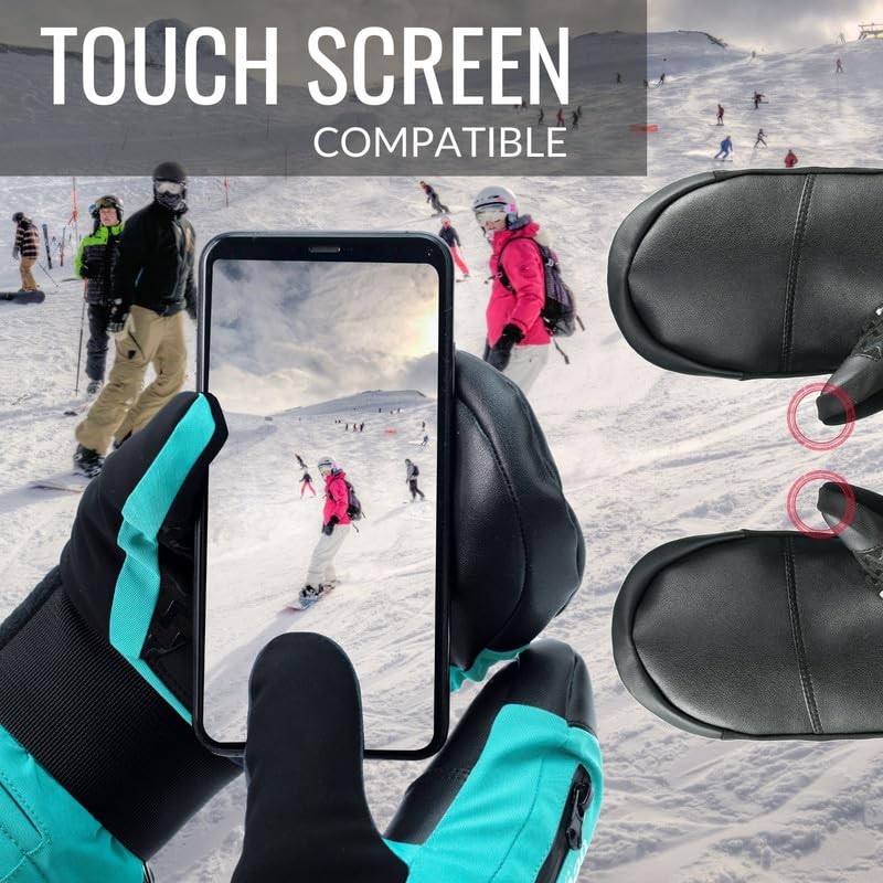devembr Ski Mittens with Wrist Guards, Warm Snowboard Mittens, Waterproof,