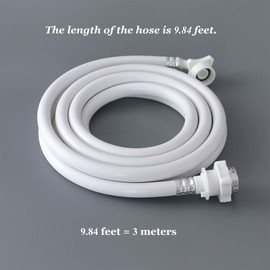Washing Machine Inlet Hose, Burst Proof Washing Machine Water Inlet Pipe, Washer Pipe with Connectors, Water Inlet Connection Supply Line, White Long Universal PVC Hose (3 m/ 9.84 feet)
