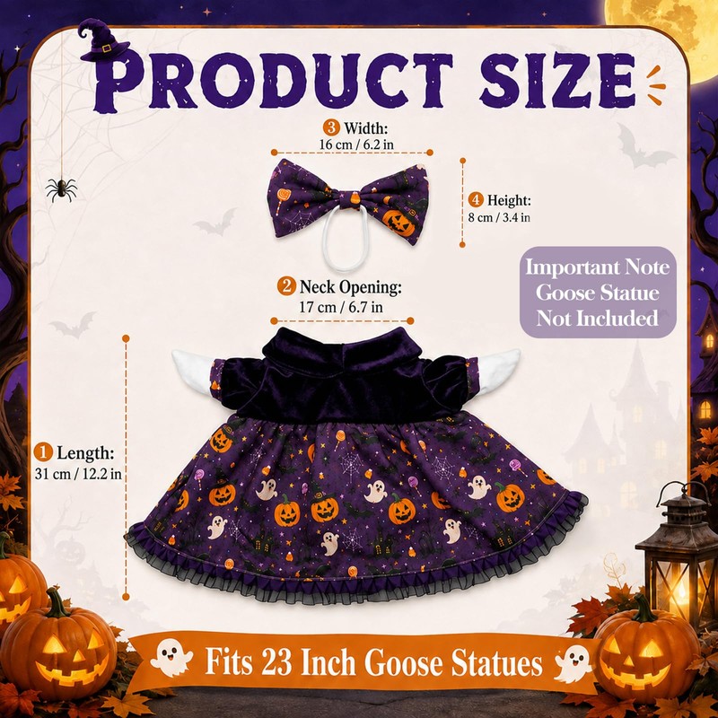 Halloween Porch Goose Outfits, Purple Pumpkin Goose Dress