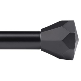 Black Curtain Rod-EUPLAR 1 Inch Window Curtain Rod 72 to 144 Inch Adjustable with Diamond End Finials, Telescoping Metal Single Drapery Rods