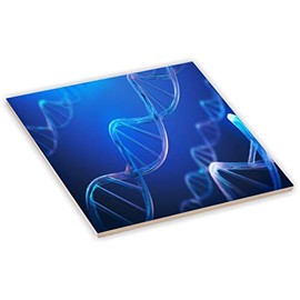 Sam Sandor 6 Inch Ceramic Tile Art - DNA Helix Molecule Blue
