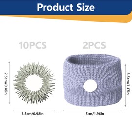 WUSJCOF 2 Anti-Reisekrankheit-Akupunktur-Armband mit 10 Akupunktur-Massageringen zur Linderung von Symptomen wie Reisekrankheit.