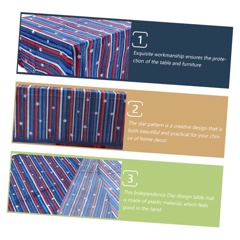 WHAMVOX 4th of July Decorative Table Cloth Star Strip Pattern