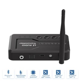 eppfun LE Audio APTX-Lossless/Adaptive Bluetooth 5.3 Transmitter for TV, Bluetooth Audio Adapter with Aux 3.5mm/ Optical/Coaxial, Bluetooth Splitter for Headphone/Airpods/Speaker