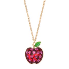 Betsey Johnson Women's Straight A's Apple Pendant Necklace