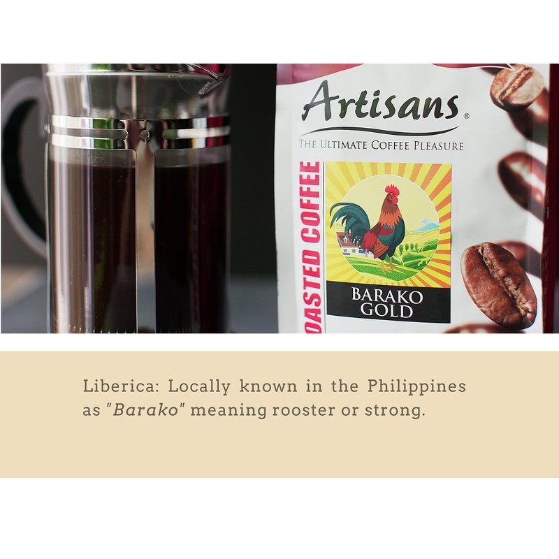 Artisans Philippine Coffee, Barako Gold Dark Roast Beans, 100% Liberica,