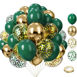 Party Balloons Decorations for Birthday, Christmas, New Years, Wedding, Graduation Decorations Black and Gold Balloons 12in and 5in Latex Party Xmas decora bulk (Green Gold Balloons(75pcs))