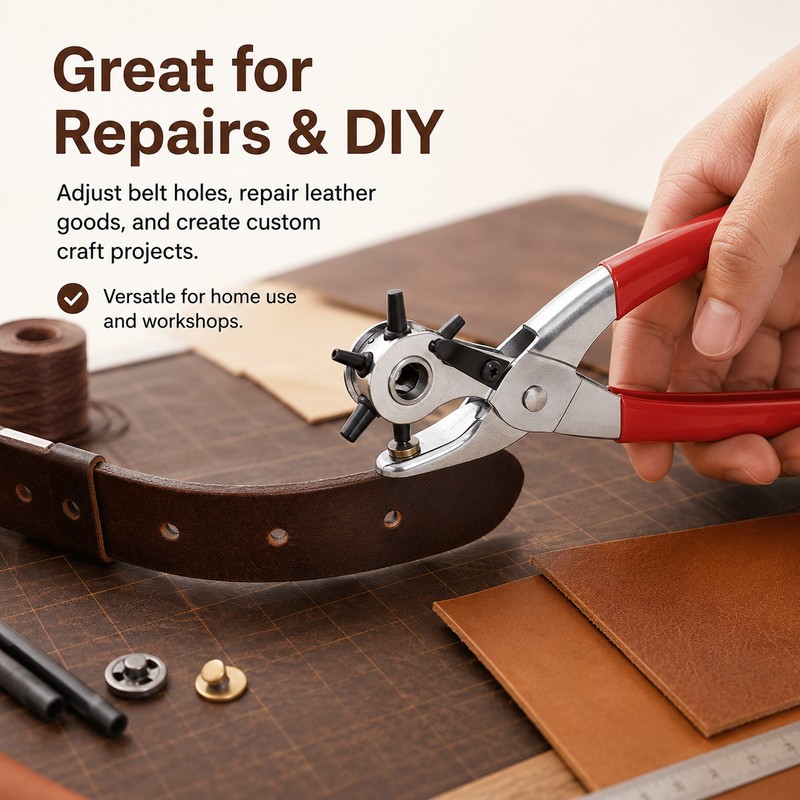 Leather Hole Punch Pliers for Belts & Crafts – 6-Position